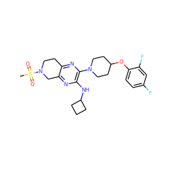 CS(=O)(=O)N1CCc2nc(N3CCC(Oc4ccc(F)cc4F)CC3)c(NC3CCC3)nc2C1 ZINC001772632530