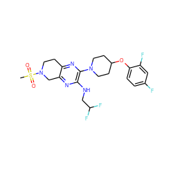 CS(=O)(=O)N1CCc2nc(N3CCC(Oc4ccc(F)cc4F)CC3)c(NCC(F)F)nc2C1 ZINC001772635150