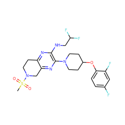 CS(=O)(=O)N1CCc2nc(NCC(F)F)c(N3CCC(Oc4ccc(F)cc4F)CC3)nc2C1 ZINC001772574472