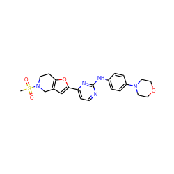 CS(=O)(=O)N1CCc2oc(-c3ccnc(Nc4ccc(N5CCOCC5)cc4)n3)cc2C1 ZINC000205925824