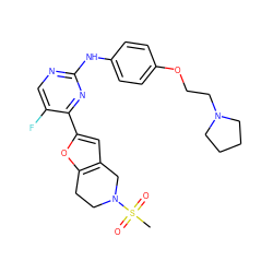 CS(=O)(=O)N1CCc2oc(-c3nc(Nc4ccc(OCCN5CCCC5)cc4)ncc3F)cc2C1 ZINC000205928925