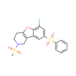 CS(=O)(=O)N1CCc2oc3c(Cl)cc(S(=O)(=O)c4ccccc4)cc3c2C1 ZINC000147503733