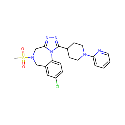 CS(=O)(=O)N1Cc2cc(Cl)ccc2-n2c(nnc2C2CCN(c3ccccn3)CC2)C1 ZINC000003986526