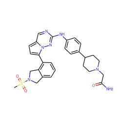 CS(=O)(=O)N1Cc2cccc(-c3ccc4cnc(Nc5ccc(C6CCN(CC(N)=O)CC6)cc5)nn34)c2C1 ZINC000082158393