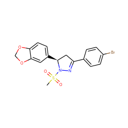 CS(=O)(=O)N1N=C(c2ccc(Br)cc2)C[C@@H]1c1ccc2c(c1)OCO2 ZINC000001052993