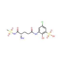 CS(=O)(=O)NC(=O)[C@@H](N)CCC(=O)Nc1cc(Cl)cc(S(=O)(=O)O)c1O ZINC000199138078