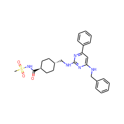 CS(=O)(=O)NC(=O)[C@H]1CC[C@H](CNc2nc(NCc3ccccc3)cc(-c3ccccc3)n2)CC1 ZINC000299820661