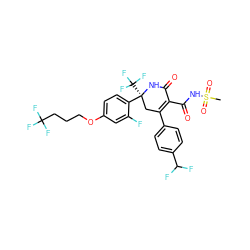 CS(=O)(=O)NC(=O)C1=C(c2ccc(C(F)F)cc2)C[C@](c2ccc(OCCCC(F)(F)F)cc2F)(C(F)(F)F)NC1=O ZINC001772621948