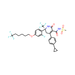 CS(=O)(=O)NC(=O)C1=C(c2ccc(C3CC3)cc2)C[C@](c2ccc(OCCCCCC(F)(F)F)cc2F)(C(F)(F)F)NC1=O ZINC001772629452