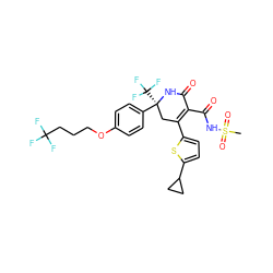 CS(=O)(=O)NC(=O)C1=C(c2ccc(C3CC3)s2)C[C@](c2ccc(OCCCC(F)(F)F)cc2)(C(F)(F)F)NC1=O ZINC001772573204