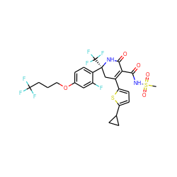 CS(=O)(=O)NC(=O)C1=C(c2ccc(C3CC3)s2)C[C@](c2ccc(OCCCC(F)(F)F)cc2F)(C(F)(F)F)NC1=O ZINC001772653198