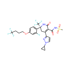 CS(=O)(=O)NC(=O)C1=C(c2ccn(C3CC3)n2)C[C@](c2ccc(OCCCC(F)(F)F)cc2F)(C(F)(F)F)NC1=O ZINC001772643788