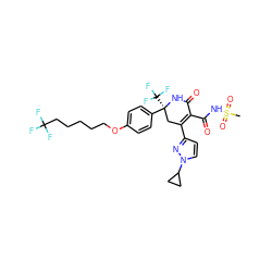 CS(=O)(=O)NC(=O)C1=C(c2ccn(C3CC3)n2)C[C@](c2ccc(OCCCCCC(F)(F)F)cc2)(C(F)(F)F)NC1=O ZINC001772618921