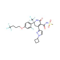 CS(=O)(=O)NC(=O)C1=C(c2ccn(C3CCC3)n2)C[C@](c2ccc(OCCCC(F)(F)F)cc2F)(C(F)(F)F)NC1=O ZINC000221961727