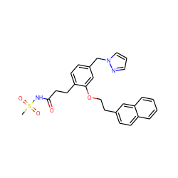 CS(=O)(=O)NC(=O)CCc1ccc(Cn2cccn2)cc1OCCc1ccc2ccccc2c1 ZINC000049073483