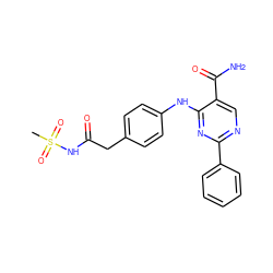 CS(=O)(=O)NC(=O)Cc1ccc(Nc2nc(-c3ccccc3)ncc2C(N)=O)cc1 ZINC000096938262