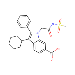 CS(=O)(=O)NC(=O)Cn1c(-c2ccccc2)c(C2CCCCC2)c2ccc(C(=O)O)cc21 ZINC000013609934