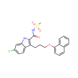 CS(=O)(=O)NC(=O)c1[nH]c2cc(Cl)ccc2c1CCCOc1cccc2ccccc12 ZINC000222689081