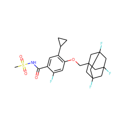 CS(=O)(=O)NC(=O)c1cc(C2CC2)c(OCC23CC4(F)CC(F)(CC(F)(C4)C2)C3)cc1F ZINC000218212666