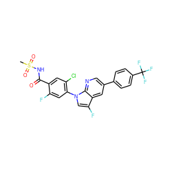 CS(=O)(=O)NC(=O)c1cc(Cl)c(-n2cc(F)c3cc(-c4ccc(C(F)(F)F)cc4)cnc32)cc1F ZINC001772617080