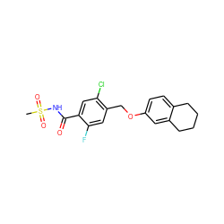 CS(=O)(=O)NC(=O)c1cc(Cl)c(COc2ccc3c(c2)CCCC3)cc1F ZINC000216204852