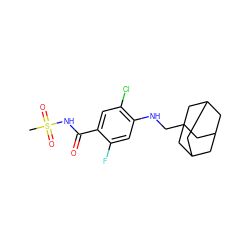 CS(=O)(=O)NC(=O)c1cc(Cl)c(NCC23CC4CC(CC(C4)C2)C3)cc1F ZINC000216198550