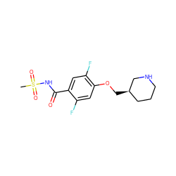 CS(=O)(=O)NC(=O)c1cc(F)c(OC[C@@H]2CCCNC2)cc1F ZINC000207148400