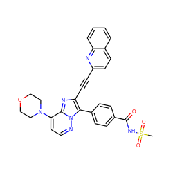 CS(=O)(=O)NC(=O)c1ccc(-c2c(C#Cc3ccc4ccccc4n3)nc3c(N4CCOCC4)ccnn23)cc1 ZINC001772610258