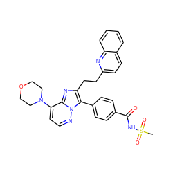 CS(=O)(=O)NC(=O)c1ccc(-c2c(CCc3ccc4ccccc4n3)nc3c(N4CCOCC4)ccnn23)cc1 ZINC001772639061