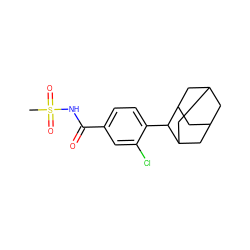 CS(=O)(=O)NC(=O)c1ccc(C2C3CC4CC(C3)CC2C4)c(Cl)c1 ZINC000261190224