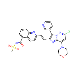 CS(=O)(=O)NC(=O)c1cccc2nc(/C=C/c3nc4c(N5CCOCC5)cc(Cl)nn4c3-c3cccnc3)ccc12 ZINC001772610238