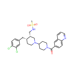 CS(=O)(=O)NC[C@@H]1CN(C2CCN(C(=O)c3ccc4ncccc4c3)CC2)CC[C@@H]1Cc1ccc(Cl)c(Cl)c1 ZINC000028134067