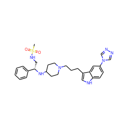 CS(=O)(=O)NC[C@H](NC1CCN(CCCc2c[nH]c3ccc(-n4cnnc4)cc23)CC1)c1ccccc1 ZINC000013802547