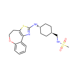 CS(=O)(=O)NC[C@H]1CC[C@H](Nc2nc3c(s2)CCOc2ccccc2-3)CC1 ZINC000261095843