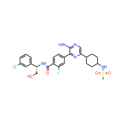 CS(=O)(=O)NC1CCC(c2cnc(N)c(-c3ccc(C(=O)N[C@H](CO)c4cccc(Cl)c4)c(F)c3)n2)CC1 ZINC001772597158