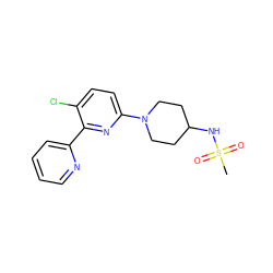 CS(=O)(=O)NC1CCN(c2ccc(Cl)c(-c3ccccn3)n2)CC1 ZINC000142254142