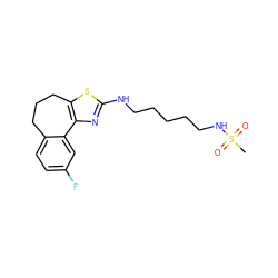 CS(=O)(=O)NCCCCCNc1nc2c(s1)CCCc1ccc(F)cc1-2 ZINC000034023474