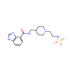 CS(=O)(=O)NCCN1CCC(CNC(=O)c2cccc3[nH]cnc23)CC1 ZINC000013491748