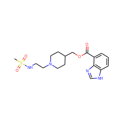 CS(=O)(=O)NCCN1CCC(COC(=O)c2cccc3[nH]cnc23)CC1 ZINC000013491764