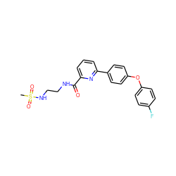 CS(=O)(=O)NCCNC(=O)c1cccc(-c2ccc(Oc3ccc(F)cc3)cc2)n1 ZINC000113663653