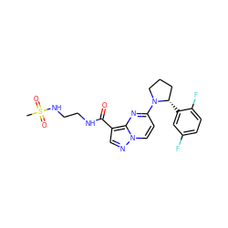 CS(=O)(=O)NCCNC(=O)c1cnn2ccc(N3CCC[C@@H]3c3cc(F)ccc3F)nc12 ZINC000169704150