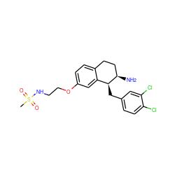 CS(=O)(=O)NCCOc1ccc2c(c1)[C@H](Cc1ccc(Cl)c(Cl)c1)[C@H](N)CC2 ZINC000088260537