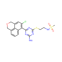 CS(=O)(=O)NCCSc1nc(N)nc(-c2c(Cl)cc3c4c(cccc24)COC3)n1 ZINC000103229056