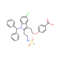 CS(=O)(=O)NCCc1c(CCOc2ccc(C(=O)O)cc2)c2cc(Cl)ccc2n1C(c1ccccc1)c1ccccc1 ZINC000036310659