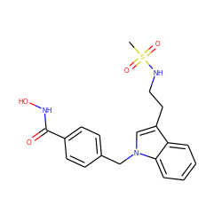 CS(=O)(=O)NCCc1cn(Cc2ccc(C(=O)NO)cc2)c2ccccc12 ZINC000146302508