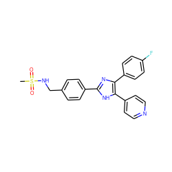 CS(=O)(=O)NCc1ccc(-c2nc(-c3ccc(F)cc3)c(-c3ccncc3)[nH]2)cc1 ZINC000008536361