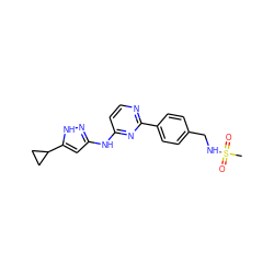 CS(=O)(=O)NCc1ccc(-c2nccc(Nc3cc(C4CC4)[nH]n3)n2)cc1 ZINC000084634104