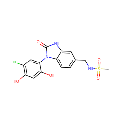 CS(=O)(=O)NCc1ccc2c(c1)[nH]c(=O)n2-c1cc(Cl)c(O)cc1O ZINC000072107361