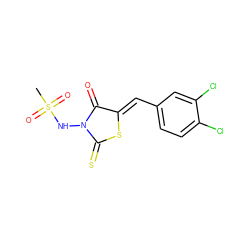 CS(=O)(=O)NN1C(=O)/C(=C/c2ccc(Cl)c(Cl)c2)SC1=S ZINC000013680722