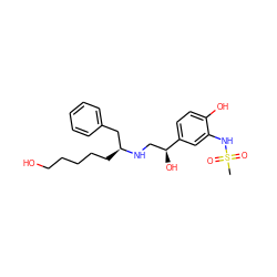 CS(=O)(=O)Nc1cc([C@@H](O)CN[C@@H](CCCCCO)Cc2ccccc2)ccc1O ZINC000026819751